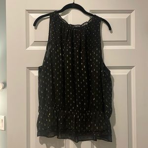 WHBM Ruffle Gold and Black Sleeveless Blouse - Size XL